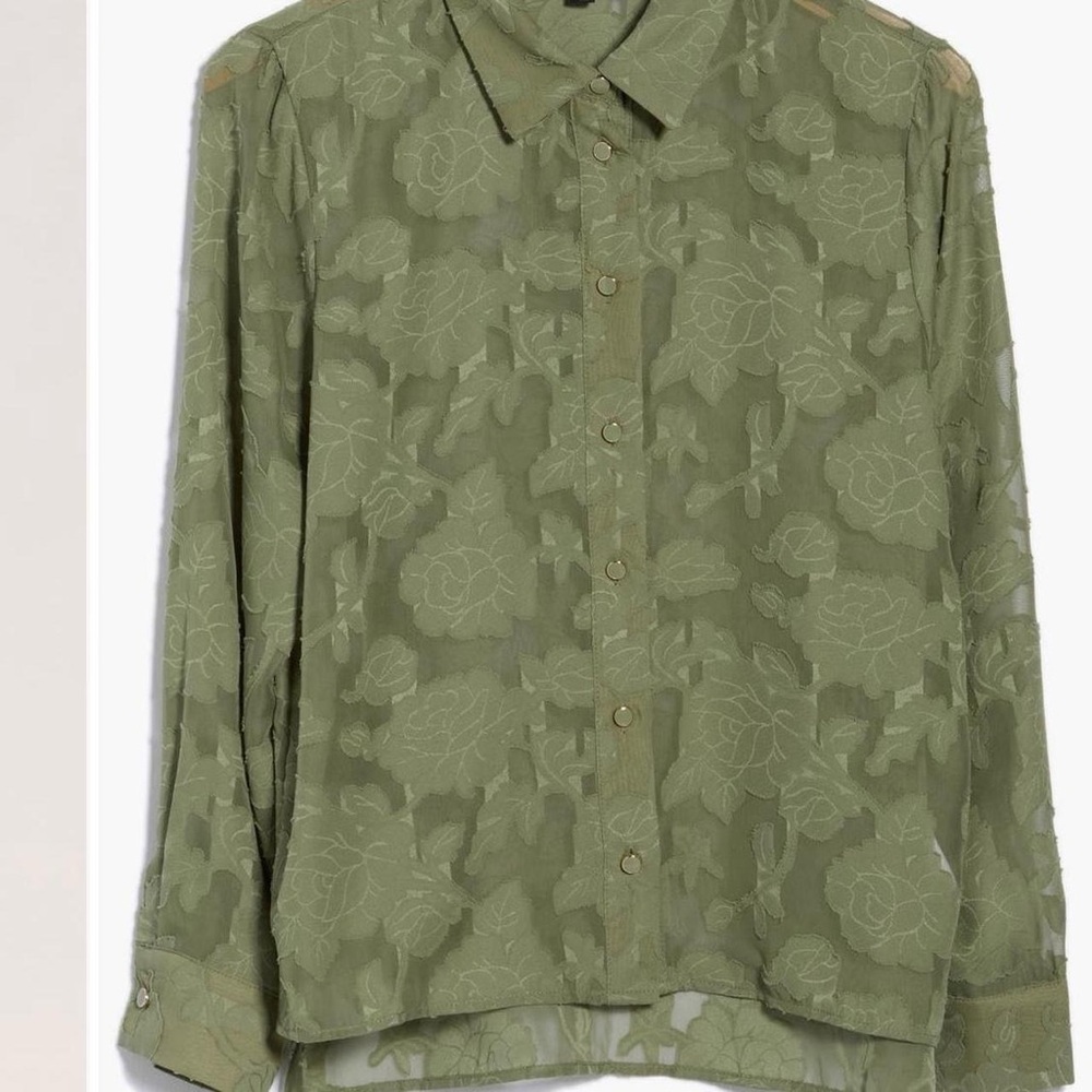 Green floral Button Up